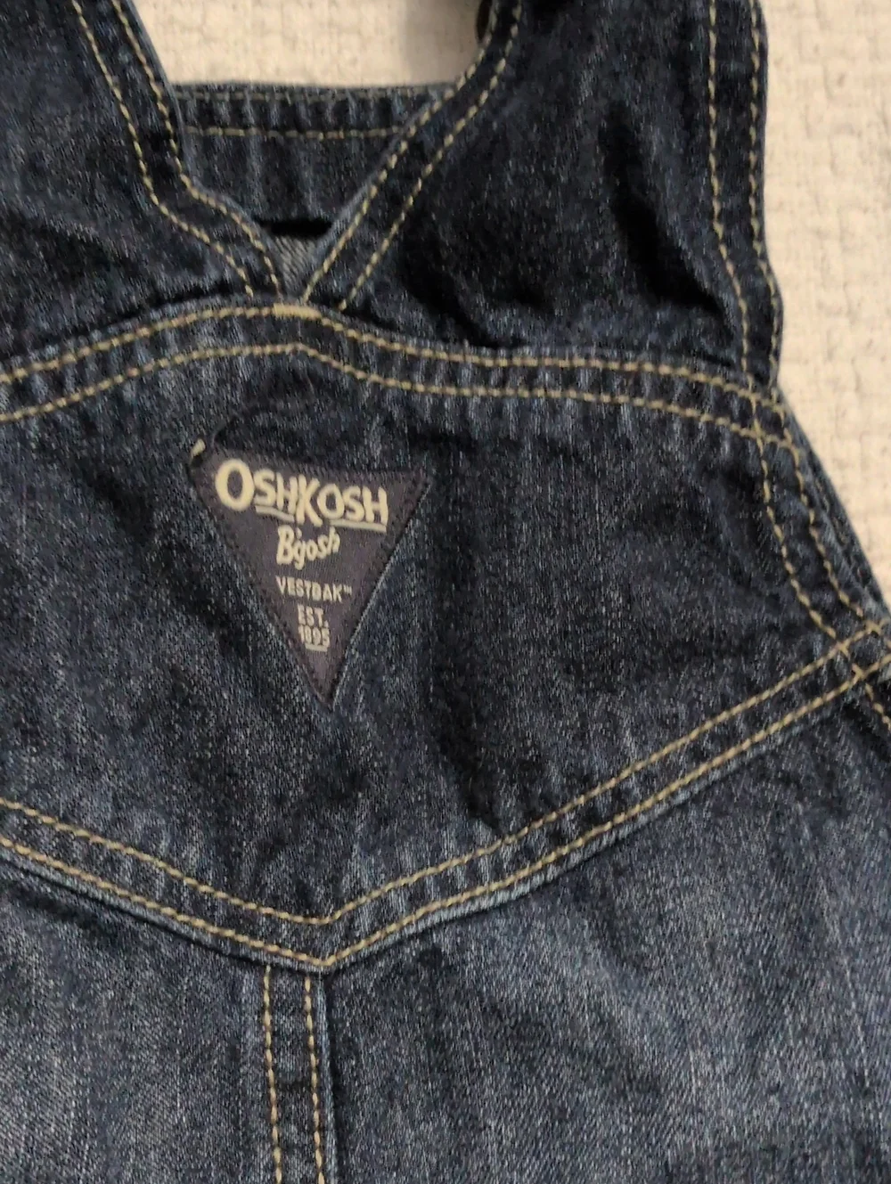 OshKosh B'gosh Dark Blue Denim Overalls with Contrast Stitching